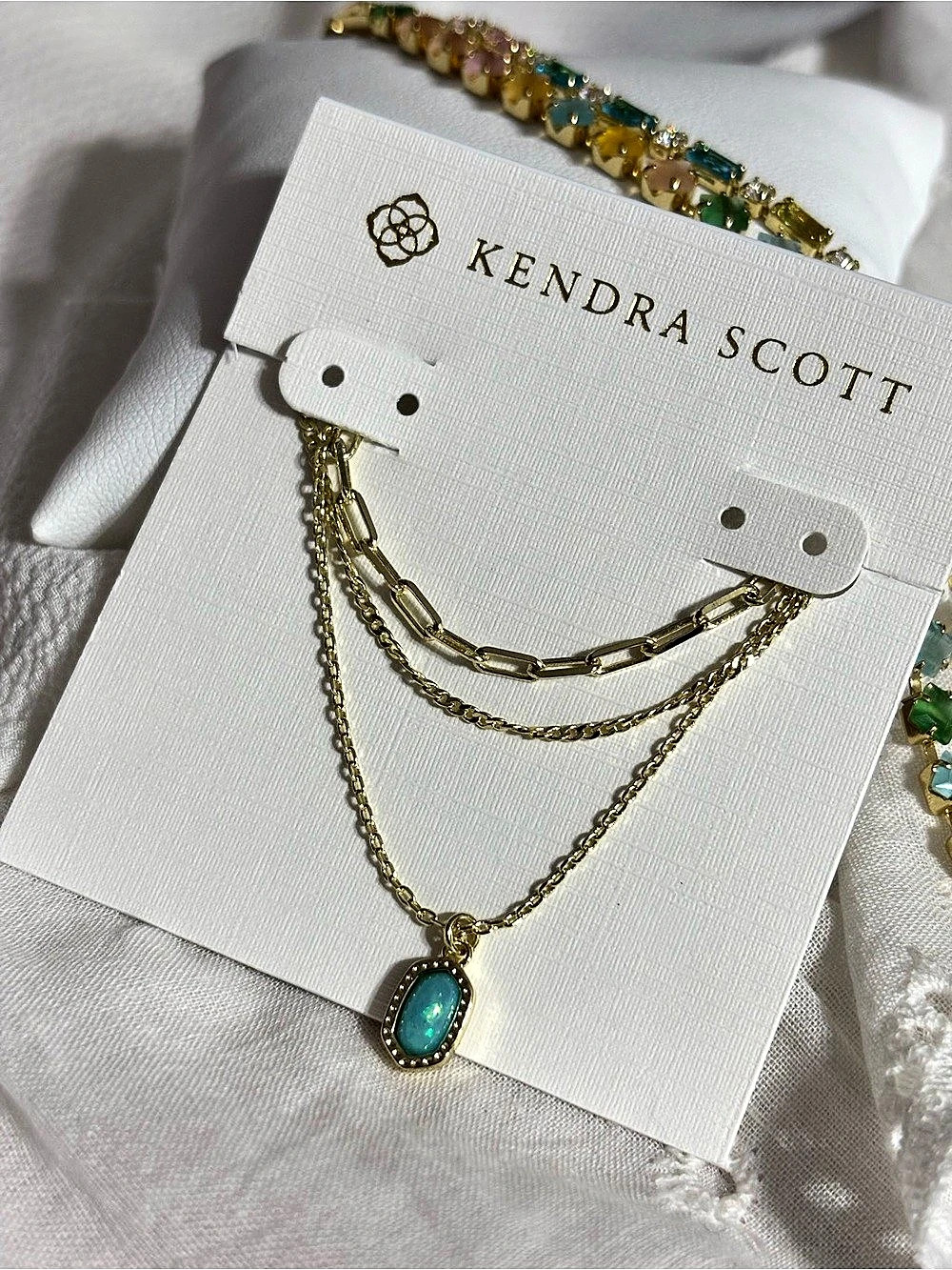 Kendra Scott Mini Elisa Gold Triple Strand Necklace Layered Pendant Necklace